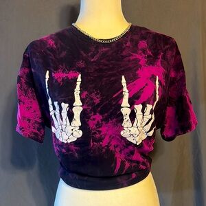 SHEIN Purple Tie-Dye Skeleton Rock Tee